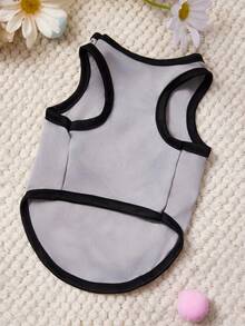 PETSIN 1pc Cute Little White Rabbit Love Carrot Flower Letter Printed Pet Tank Top Light Grey Patchwork Black Skin Friendly Breathable Pet Clothes - Multicolor - View 3