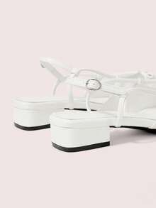 CUCCOO DOLLMOD 女士夏季低帮蝴蝶结粗跟高跟凉鞋 - 米白色 - 查看 9