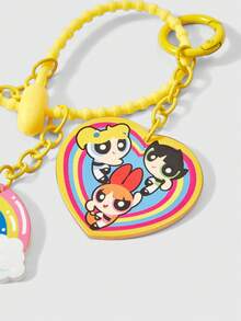 THE POWERPUFF GIRLS X SHEIN 1 chiếc móc khóa dây đeo Powerpuff Girls, mặt dây chuyền hoạt hình cầu vồng tình yêu, phụ kiện móc khóa hình trái tim cho túi xách bé gái. - Nhiều màu D - Xem 5