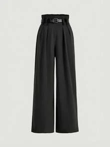 MOD Conjunto de chaleco y pantalones casuales para mujer - Negro - Ver 8