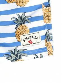 Horizaway Quần short đi biển nam in hình dứa, quần bơi nam in hình dứa, quần bơi nam có dây rút. - Màu xanh lam - Xem 7