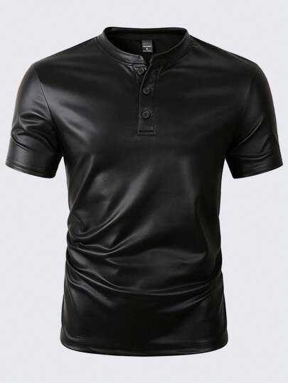 Manfinity LEGND 男士立领拉链半开襟时尚百搭日常短袖T恤