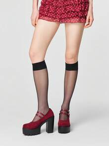 ROMWE Goth Women Pumps - Red cloth surface + double bag. - View 2