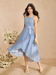 Đầm chiffon màu xám chất lượng cao, phù hợp cho các cô gái tuổi teen. Trang phục đẹp cho buổi chụp ảnh ngoài trời, đầm mùa hè cho các thiếu nữ. - Xám - Xem 4