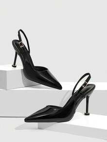 CUCCOO SZL Women's Versatile Pointed Toe Buckle Pumps For Commuting - Black - View 1
