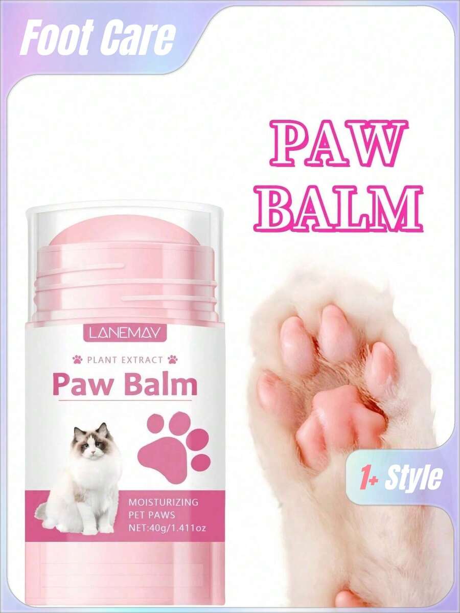 2.95in Net Content 40g Pet Paw Care Stick Foot Moisturizing Care, Lick-Safety, Rich In Honey, Coconut Oil And Vitamin E, Shea Butter To Prevent Dryness And Cracking. Suitable For Cats And Dogs, Suitable For A Variety Of Pets (New And Old Models Are Shipped Randomly)