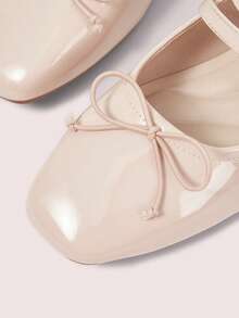 CUCCOO DOLLMOD Ladies Square Toe Elegant Classic Vintage Glossy Bow Decoration Double Belt Mary Jane Flats - nude - View 8