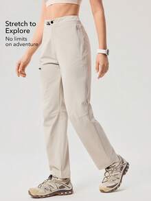 OutZeal Women Outdoor Pants Camping Hiking Water-Resistant Stretchy Multi Pockets - Light Grey - View 3