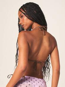 MISSGUIDED 波点网纱迷你裙罩衫，侧边系带设计，适合海滩和泳池穿着 - 紫色 - 查看 2