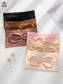 6件装女士无缝露背镂空抹胸文胸，无钢圈无肩带文胸 - 彩色 - 查看 2