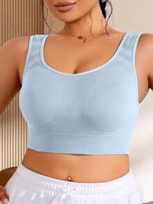 1pc Seamless Patterned Wireless Bra For Women - Baby Blue - View 4
