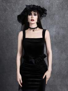 Glisette Velvet Fabric Comfortable 2 Pieces Set, Fashionable And Elegant Spring/Autumn Dress Suit - Black - View 9