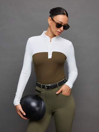 Activina Women's Casual Contrast Color Button Equestrian Jacket