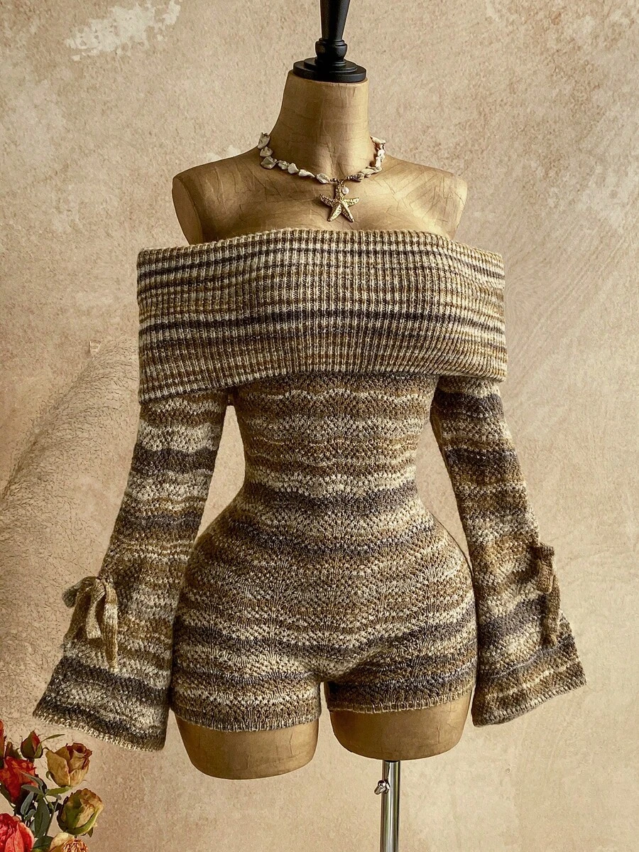 Soleia Mono de punto minimalista sin hombros para mujer, uso diario - Multicolor - Ver 1