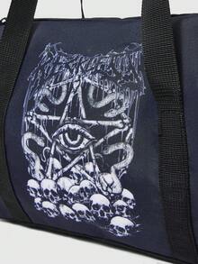 ROMWE Grunge Punk Un bolso de hombro portátil adecuado para los viajes de compras de los estudiantes universitarios - Neblina azul - Ver 4