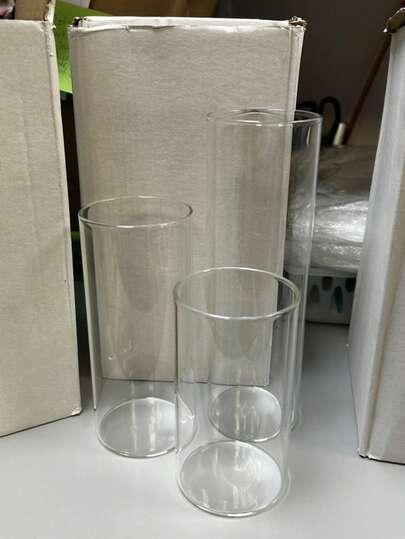 4Pcs Glass Cylinder Vases, Hurricane Candle Holders For Pillar Or Floating Candles, Tall Clear Vase For Centerpieces, Round Vases For Wedding Anniversary Events Home Table Decor