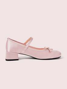 CUCCOO DOLLMOD Tacones altos de punta redonda de satén rosa claro con lazo, versátiles en el lugar de trabajo, lindos y elegantes - Champán - Ver 9