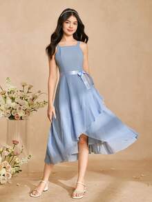Đầm chiffon màu xám chất lượng cao, phù hợp cho các cô gái tuổi teen. Trang phục đẹp cho buổi chụp ảnh ngoài trời, đầm mùa hè cho các thiếu nữ. - Xám - Xem 3