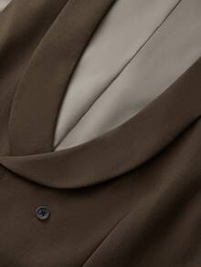 Calvornis 棕色西装正装，男童/男士复古棕色马甲和长裤正装套装/男士纯色双排扣上衣和长裤休闲通勤办公套装 - 軍綠色 - 查看 8