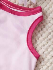 PETSIN 1件绿色奶茶杯字母印花宠物背心，粉色，亲肤透气宠物服装 - 彩色 - 查看 2