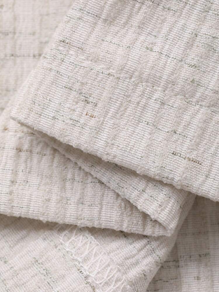 Elegant Tassel Decor Striped Pleated Loose Women Pajama Set