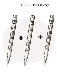 SHEIN 3pcs/Set Metallic Marker Pens - Set Of 3 Gold, Silver, And Copper Permanent Paint Pens For Crafts, Scrapbooking, And Fabric Art - Vibrant Colors And Smooth Application Back To School - Multicolor - View 21