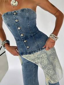 TRNVIE Women Denim Overalls & Jumpsuits - Blue - View 7