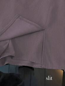 Franclia Quần short nữ, váy nữ, quần culottes nữ, quần short ngắn nữ màu xám, kiểu dáng thời trang thường ngày, đa năng, chất liệu mềm mại, có họa tiết, cạp cao, xẻ tà, thích hợp cho việc đi làm. Trang phục nữ thường ngày mùa xuân/thu, váy ngắn nữ. - Bụi tím - Xem 3