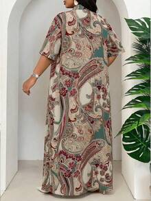 SHEIN Lady 大码复古印花宽松优雅百搭两件套，夏季 - 彩色 - 查看 2