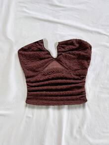 Soleia Áo quây nữ kiểu dáng thường ngày đính đá lấp lánh, thích hợp cho mùa hè. - Cà phê nâu - Xem 6