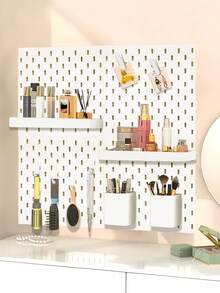 Joivida 塑料洞洞板墙面收纳板及配件，洞洞板墙面安装，适用于厨房、卧室、客厅、工艺室、车库、工作室、书房、游戏室等场所，采用无痕粘贴墙贴，安装简便（28*28厘米） - 彩色 - 查看 4