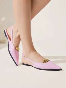 CUCCOO CHICEST Giày búp bê mũi nhọn tối giản dành cho nữ, màu trơn đơn giản, kiểu dáng cơ bản, thích hợp mang đi làm, màu be, lý tưởng cho dịp Giáng sinh. - Hồng - Xem 4