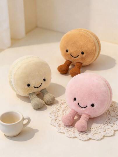 MINKOJA - BESTSELLERS 4.72英寸可爱三色马卡龙毛绒娃娃，棕色、粉色和绿色马卡龙造型，表情可爱，是送给孩子、朋友或爱人的最佳生日礼物、感恩节礼物、情人节礼物、复活节礼物，也可作为桌面或床头装饰品。