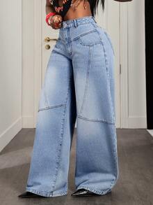 Slaydiva Casual Faded Women Jeans - Blue - View 3