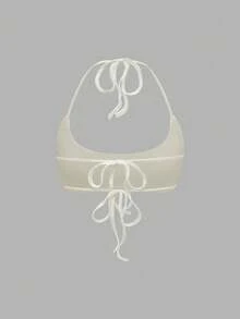 EgrlEra Áo tank top crop không tay cổ yếm màu trơn, kiểu dáng tối giản, thích hợp cho mùa hè. - Nhiều màu - Xem 4