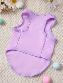 PETSIN 1件 18号 数码蒸卷边星形爱心印花宠物背心 紫色休闲风宠物服装 - 紫色 - 查看 3