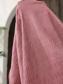 SHEIN VCAY 大尺碼夏季休閒紋理前開扣細肩帶洋裝 - 粉色 - 查看 4