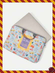 HARRY POTTER X SHEIN 笔记本电脑保护套，适用于14英寸笔记本电脑公文包，带衬垫电脑包 - 藍色 - 查看 2