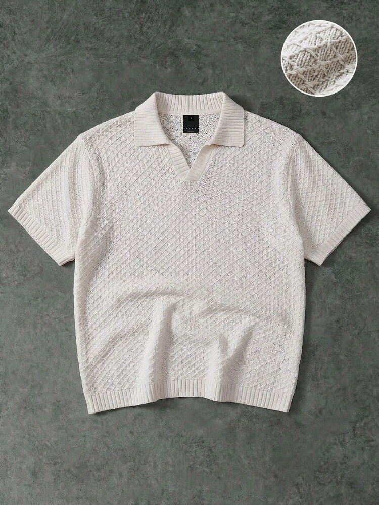 Polo à manches courtes en maille avec col pointu