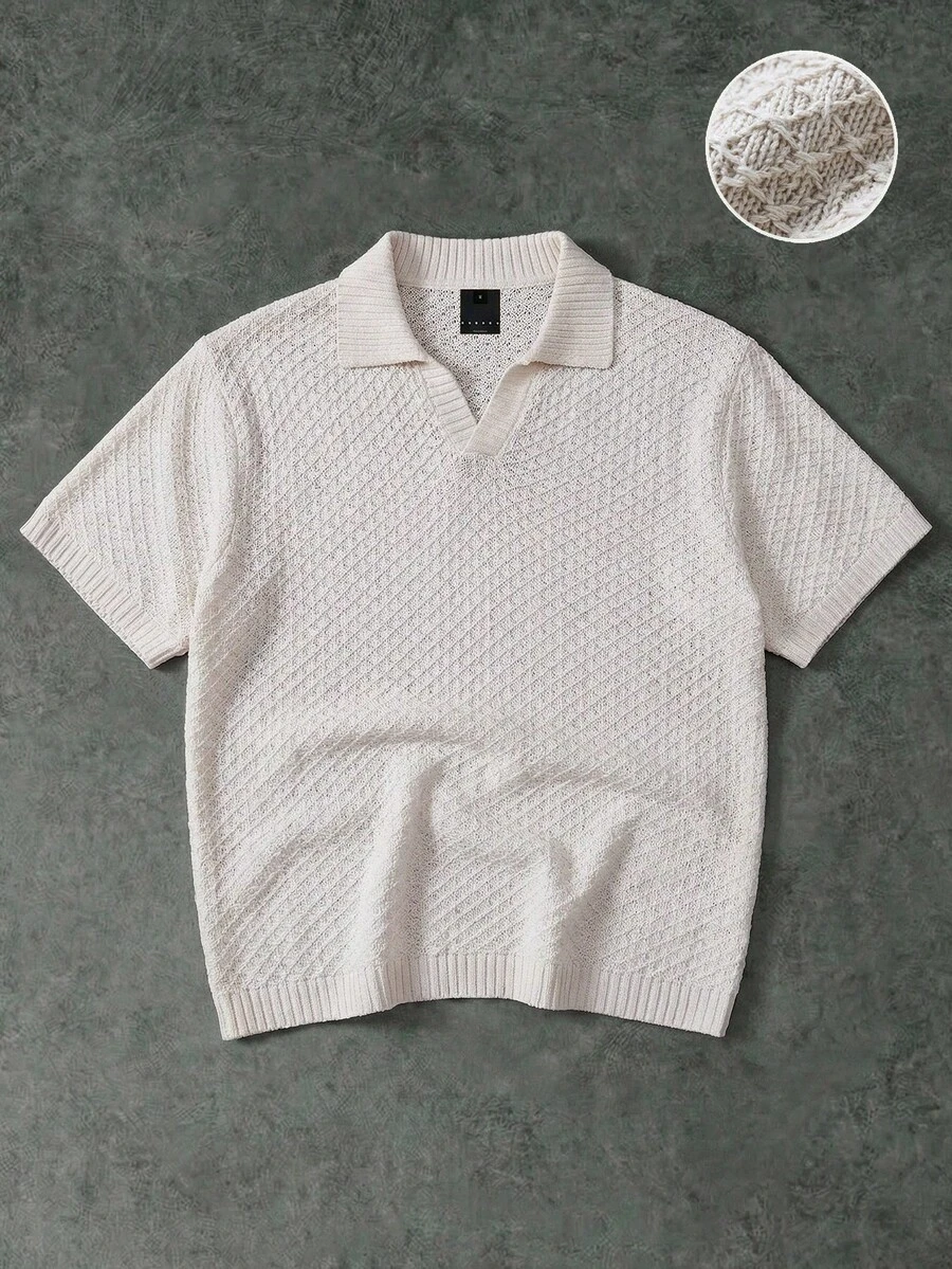 Áo polo tay ngắn dệt kim SUMWON cổ nhọn, dáng regular fit, thích hợp mặc thường ngày mùa xuân hè. - Xám - Xem 1