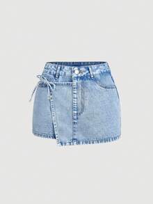 Sweetra Women's Casual Denim Shorts - Blue - View 1