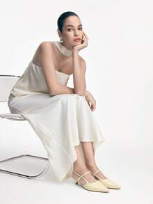 Tacones altos elegantes con diseño de hebilla y punta afilada para mujer - Albaricoque - Ver 4