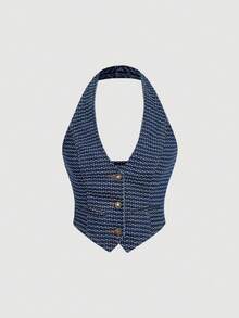 Sweetra 女士休闲牛仔套装 - 藍色 - 查看 8