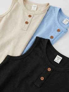 SHEIN 6 pièces Ensemble 2 pièces haut sans manches col rond et shorts pour enfants garçons, décontracté. Polyvalent pour l'école, le jardin, la plage, les anniversaires, le printemps/été/automne/hiver. Hauts assortis, ensembles de tenues pour garçons, ensembles de tenues pour adolescentes filles, hauts d'école, t-shirts pour enfants garçons - Multicolore - Voir 9
