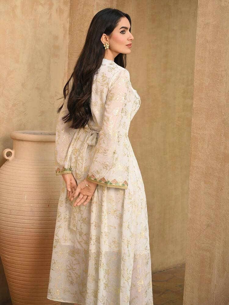 Women's Elegant Floral Colorblock Lace Patchwork V-Neck Flare Sleeve Dress, Spring/Summer, Wedding Guest Dress Women Dress Sundress