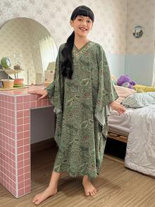 DAZY Tween Girls Printed Nightgown Loungewear - Green - View 1
