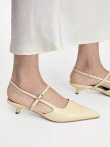 Tacones altos elegantes con diseño de hebilla y punta afilada para mujer - Albaricoque - Ver 10