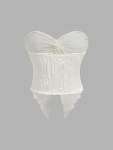 SHEIN 少女针织纹理短款吊带背心，适合度假、海滩、摄影、休闲外出、露营等多种场合。 - 杏色 - 查看 2