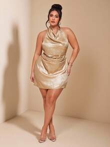 SHEIN BAE 大码女式荷叶边长吊带连衣裙 - 彩色 - 查看 5