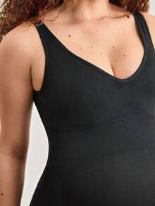 女士休闲百搭吊带式孕妇及产后塑身连体裤 - 黑色 - 查看 5